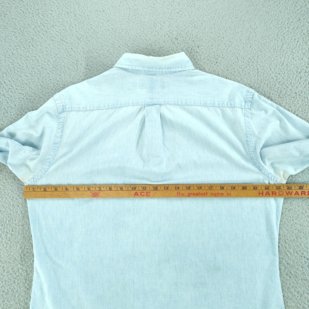 Ralph Lauren Shirt Men Large Light Blue Denim Custom Fit Button Down Long Sleeve - Picture 10 of 16